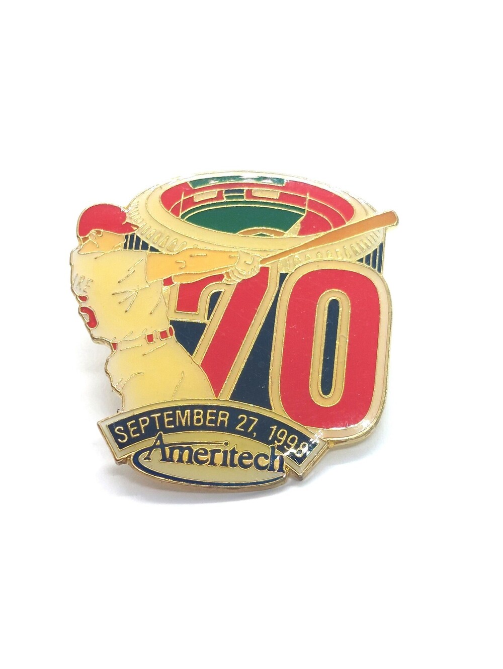 Mark McGwire 70 Home Runs Pin St Louis Cardinals September 27 1998 MLB